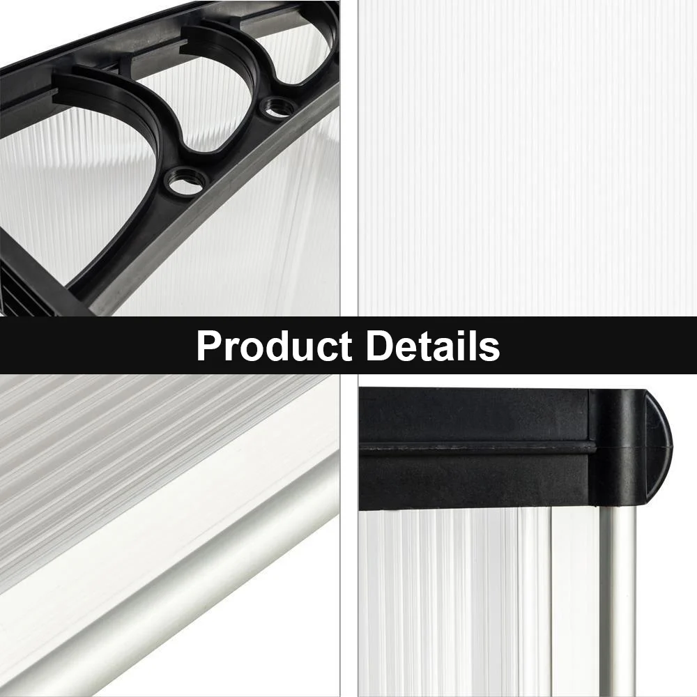 Window Door Awning Canopy 2 Sizes Front & Back Porch Shade PC Cover for Rainproof Sun Shade Snow Protection