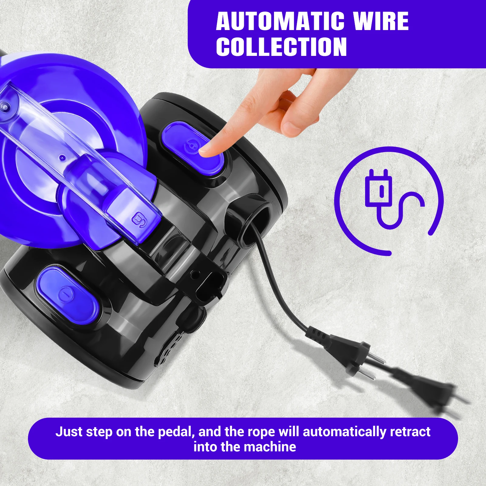 DayPlus 1000W Bagless Horizontal Vacuum Cleaner with HEPA filter for Home Carpet & Cars, Automatically Retract Rope - Blue 1.5L
