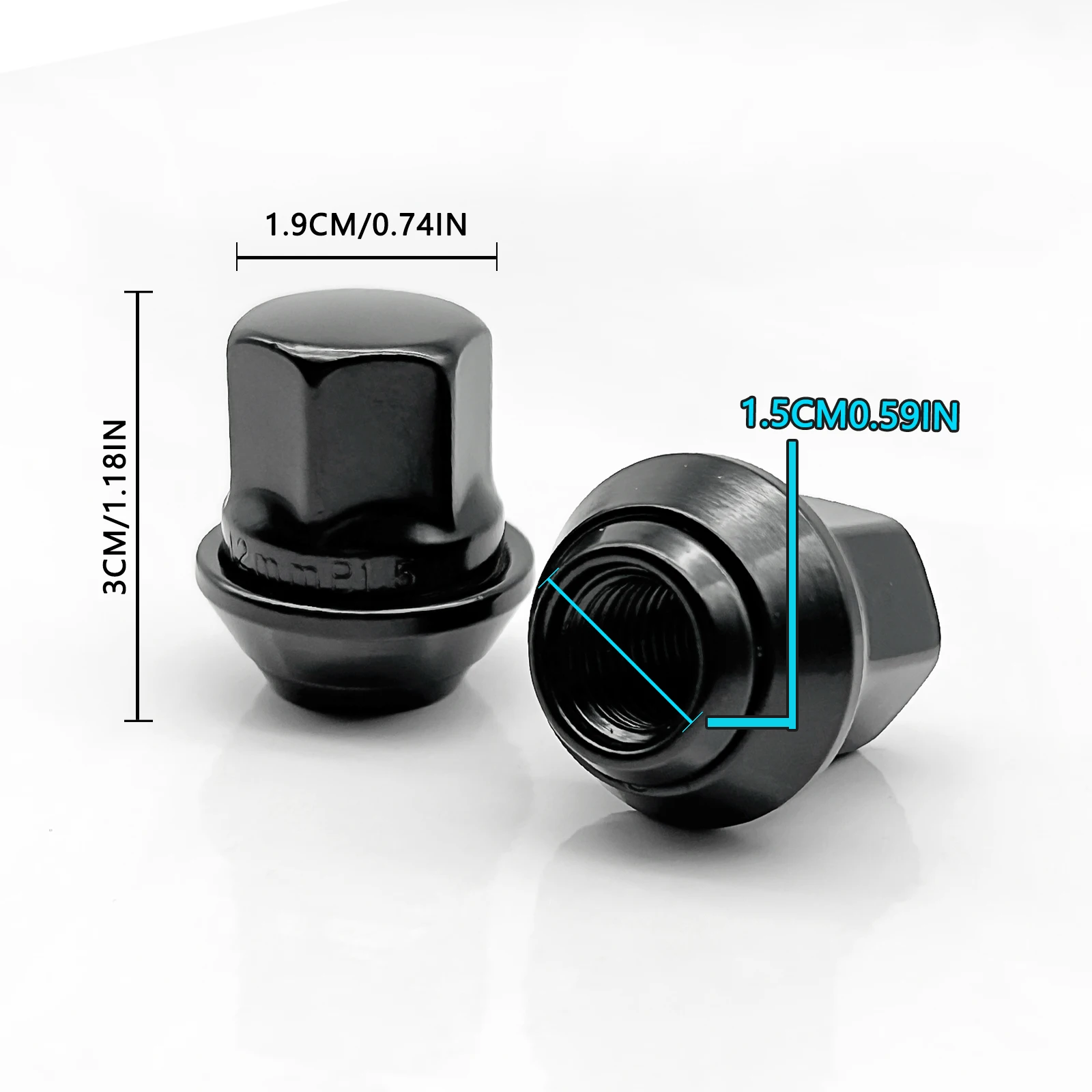16PCS Black Alloy Wheel Nuts For Ford Fiesta Focus MK1 MK2 MK3 ST RS M12 X 1.5 19MM Bolt Lug Stud