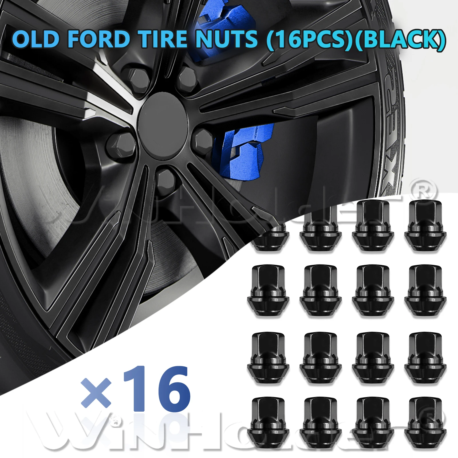 16PCS Black Alloy Wheel Nuts For Ford Fiesta Focus MK1 MK2 MK3 ST RS M12 X 1.5 19MM Bolt Lug Stud
