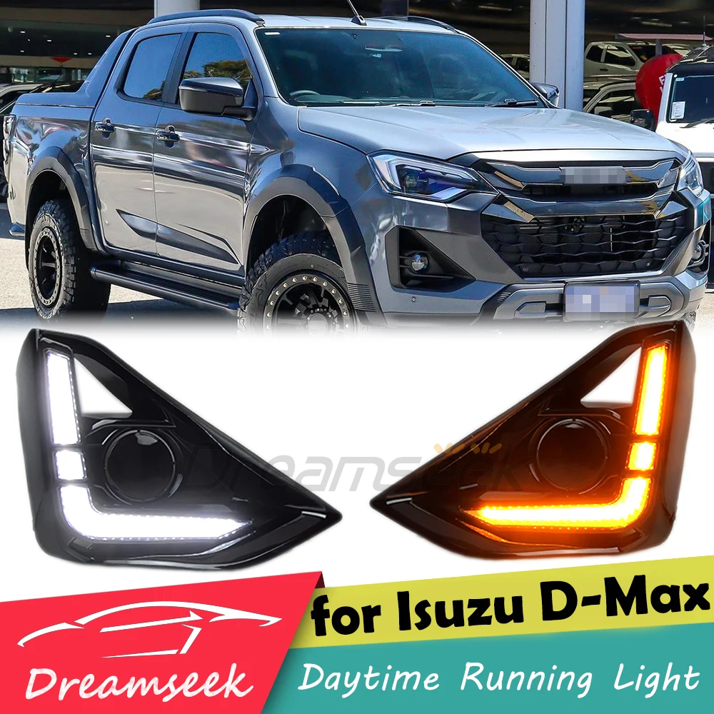 LED DRL Daytime Running Light for Isuzu D-max Dmax Facelift Model RG01 2023+ Fog Lamp w/ Sequential Dynamic Turn Signal Daylight