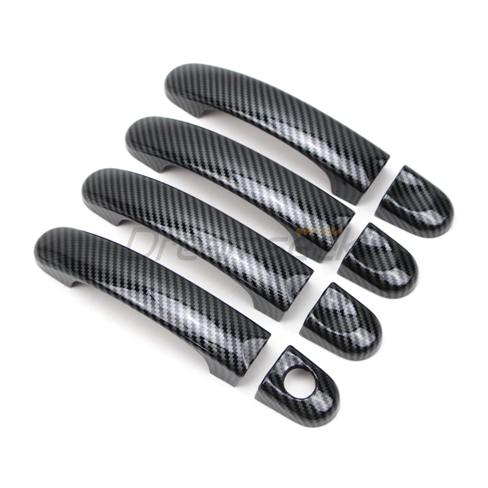 8PCs Carbon Fiber Pattern Door Handle Cover Decoration Set Trim For VW Volkswagen Transporter T5 T6 Touran Caddy Van 2004-2015