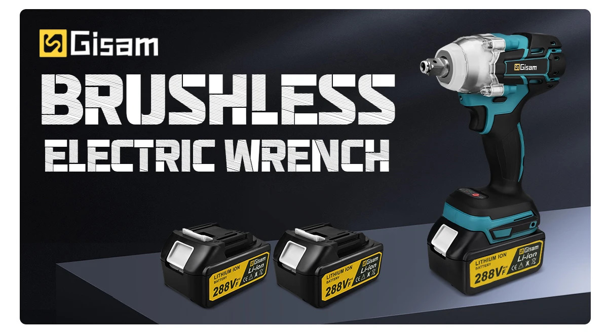 Gisam 520N.M Brushless Electric Impact Wrench Cordless Electric Wrench 1/2inch for Makita 18V Battery Pin Screwdriver Power Tool