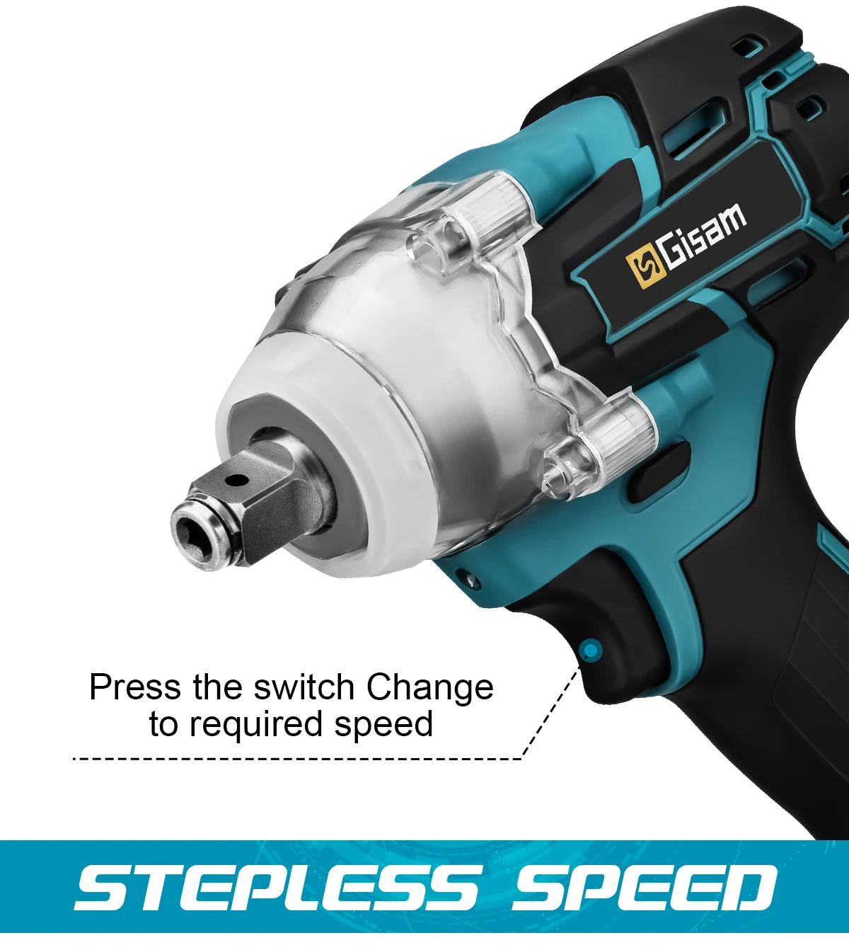 Gisam 520N.M Brushless Electric Impact Wrench Cordless Electric Wrench 1/2inch for Makita 18V Battery Pin Screwdriver Power Tool