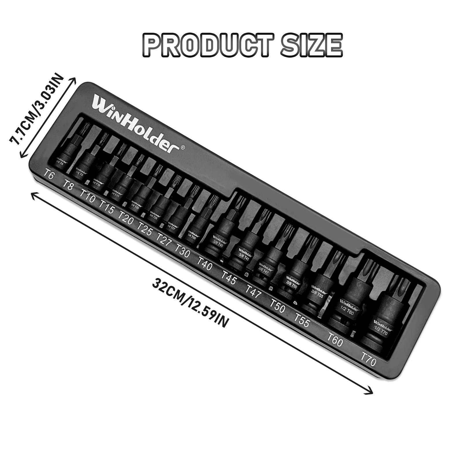 Industrial 15pcs Impact Torx Bit Socket Set 1/4",3/8",1/2" Drive T6 T8 T10 T15 T20 T25 T27 T30 T40 T45 T47 T50 T55 T60 and T70