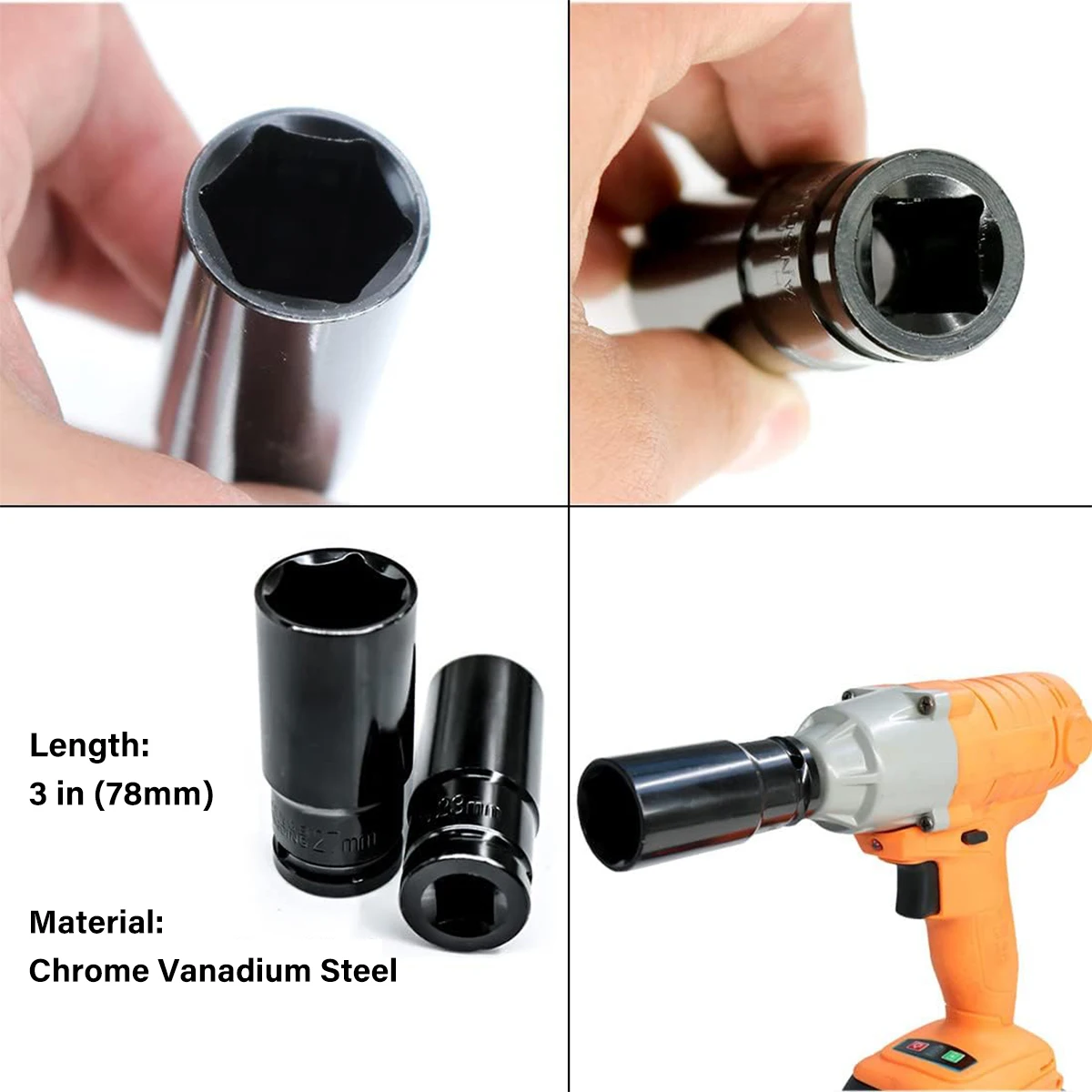 Heavy Duty 1/2” Drive Deep Impact Sockets Set Long Reach Wheel Wrench Nut new