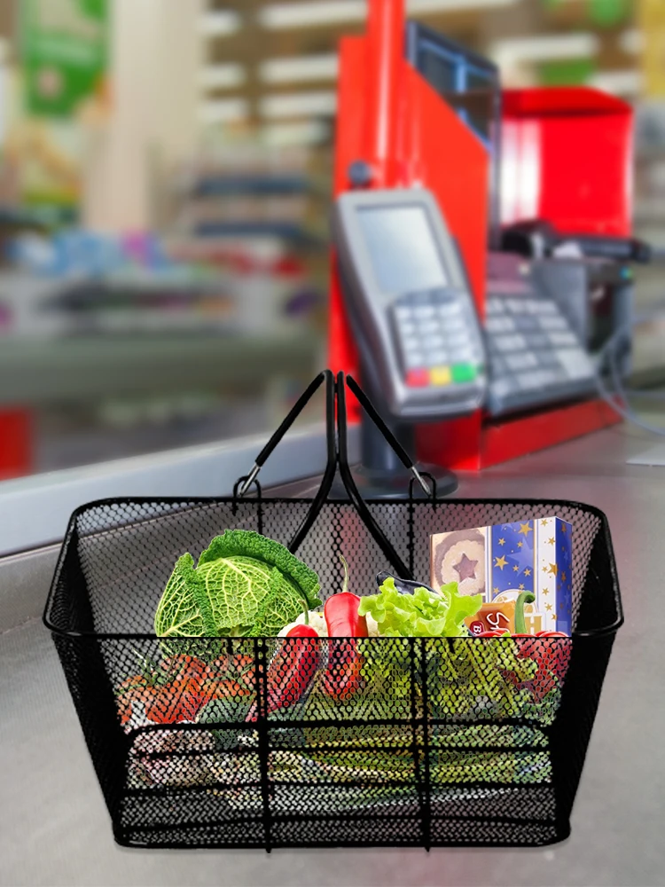 SucceBuy 12PCS Shopping Baskets Storage with Handles Grocery Mall Cart Kids Basket for Supermarkets Organizing Retail Stores