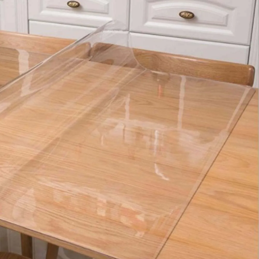 PVC Tablecloth Transparent Table Cloth 2mm Waterproof Kitchen Oil-Proof Table Mat Plastic Soft Glass Protector Cover