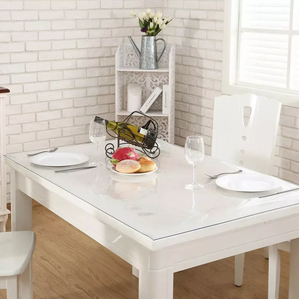 PVC Tablecloth Transparent Table Cloth 2mm Waterproof Kitchen Oil-Proof Table Mat Plastic Soft Glass Protector Cover
