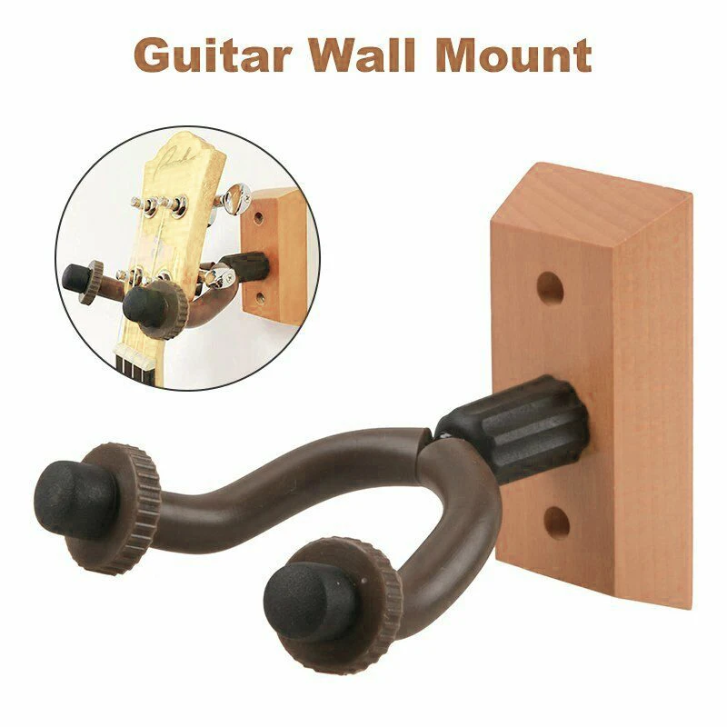 Wooden Wall Mount Guitar Hanger Hook Stand Holder Bracket for Any Guitar Bass Ukulele Banjo
