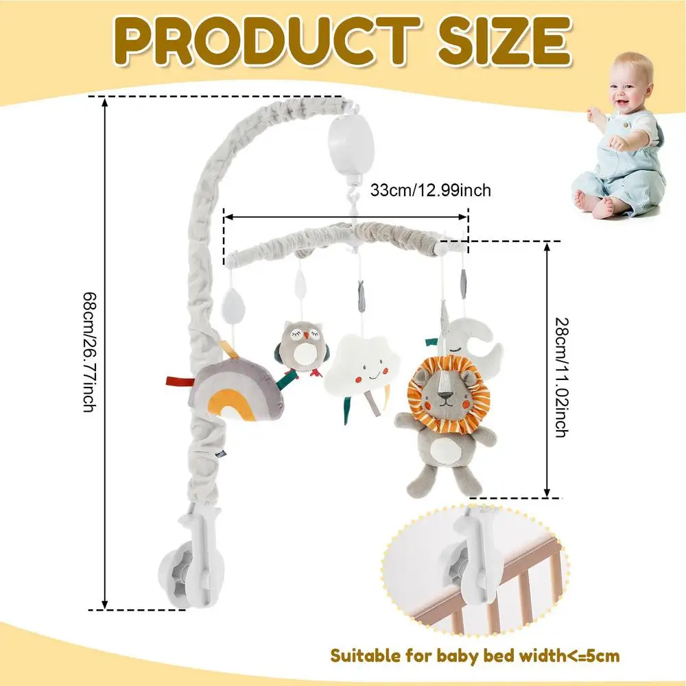 Musical Cot Mobile Musical Toddler Nursery Crib Mobile Young Children Bed Decoration Soft Cover Design Ornament For Girls Aged 0