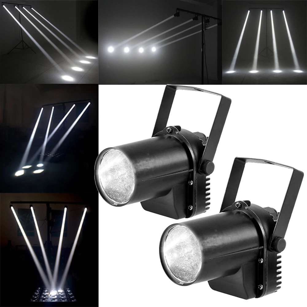 U'King 2PCS Mini LED Pinspot Beam Spotlight 5W Super Bright Lamp White Light Stage Lighting Effect for DJ Disco Party Bar Xmas