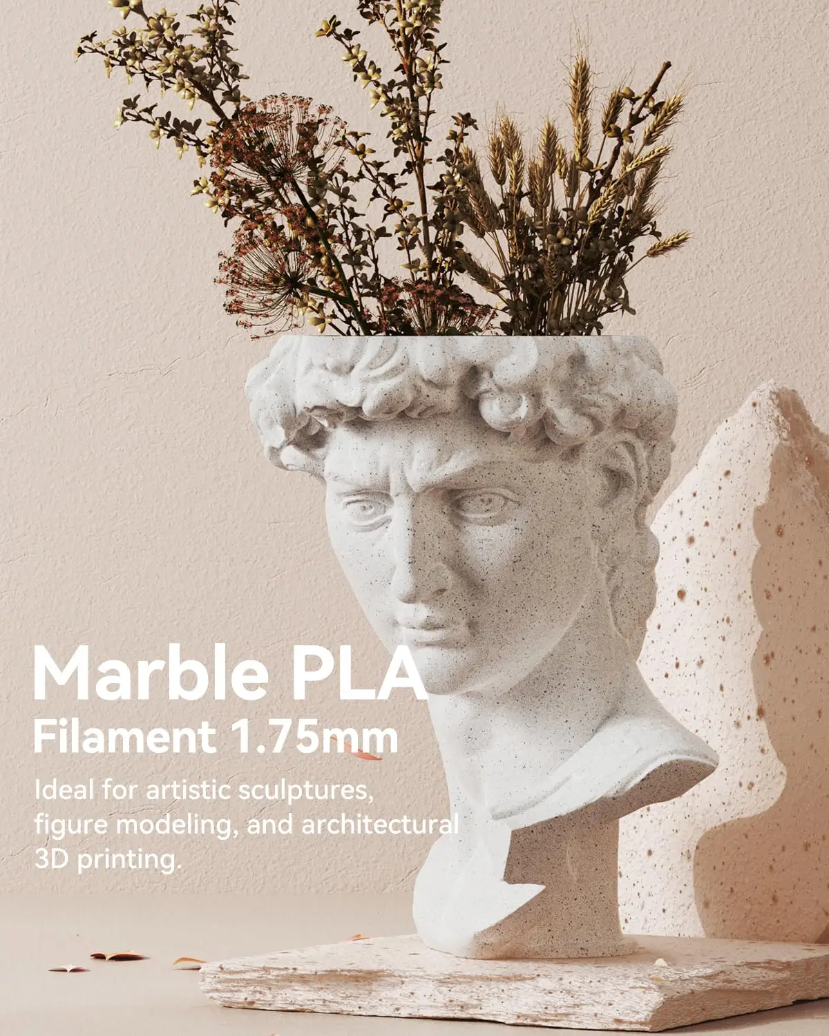 SUNLU 5KG 3D Filament PLA Wood/Marble/1.75mm 1KG Reuseable Spool Neatly Wound 3D Printer Filaments for Most FDM Printer
