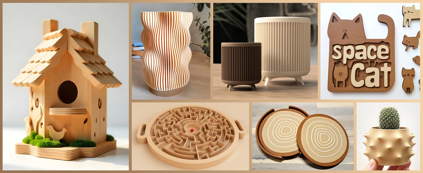 SUNLU 5KG 3D Filament PLA Wood/Marble/1.75mm 1KG Reuseable Spool Neatly Wound 3D Printer Filaments for Most FDM Printer