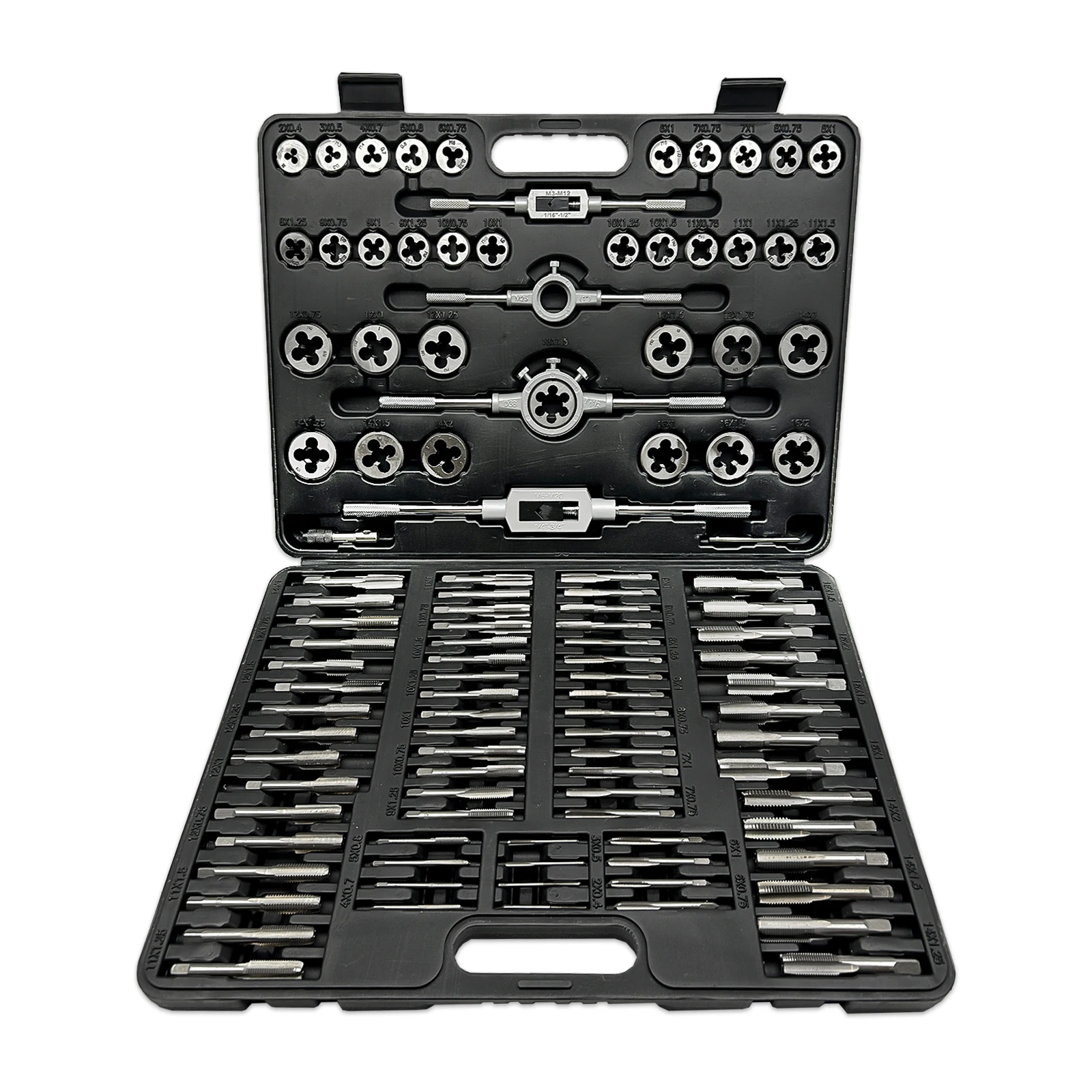 110PCS Metric Tap and Die Set M12 - M18 Bearing Steel Taps Die Wrench Tools Bearing Steel Threading Tool Car Garage Kits