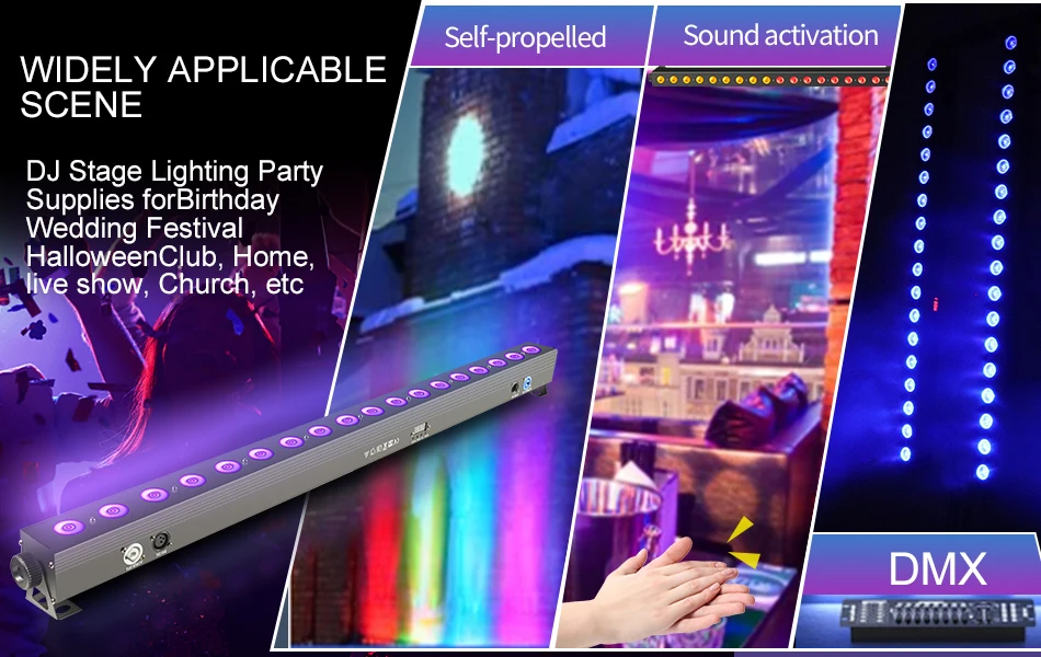 2-10pcs DMX18x12W LED RGBW/RGBWAUV Wall Wash Light Bar DMX Line Bar Wash Stage Light for Party Wedding Events Lighting