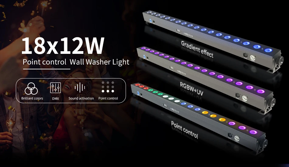 2-10pcs DMX18x12W LED RGBW/RGBWAUV Wall Wash Light Bar DMX Line Bar Wash Stage Light for Party Wedding Events Lighting
