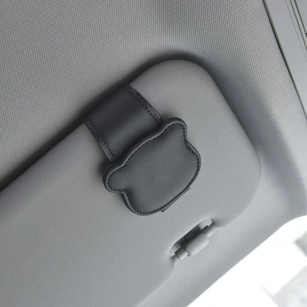 Car Sunglasses Holder Car Magnetic Leather Clip Card Ticket Holder Auto Sun Visor Glasses Box Decoration Accessories Universal