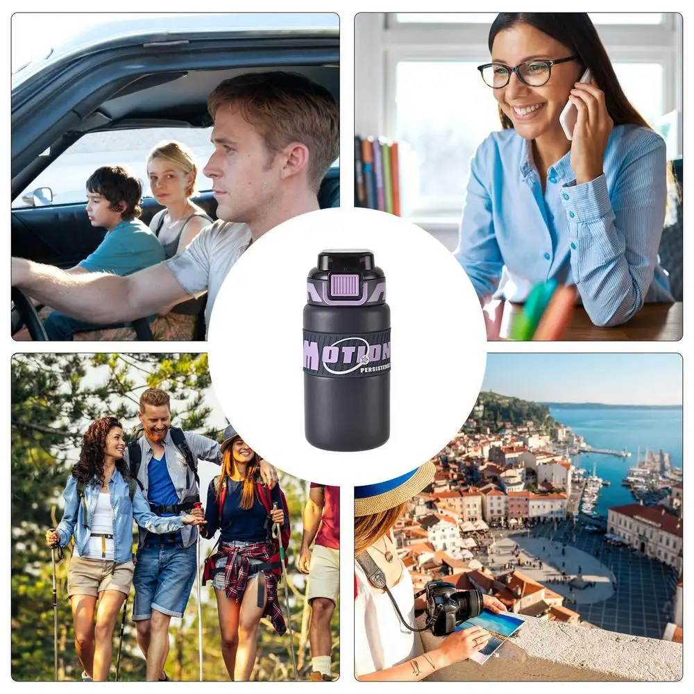 Water Bottles Straw Lid Stainless Steel Water Bottles Large-Capacity Leak Proof Water Cup Handle Travel Mug With Traw Lid Handle