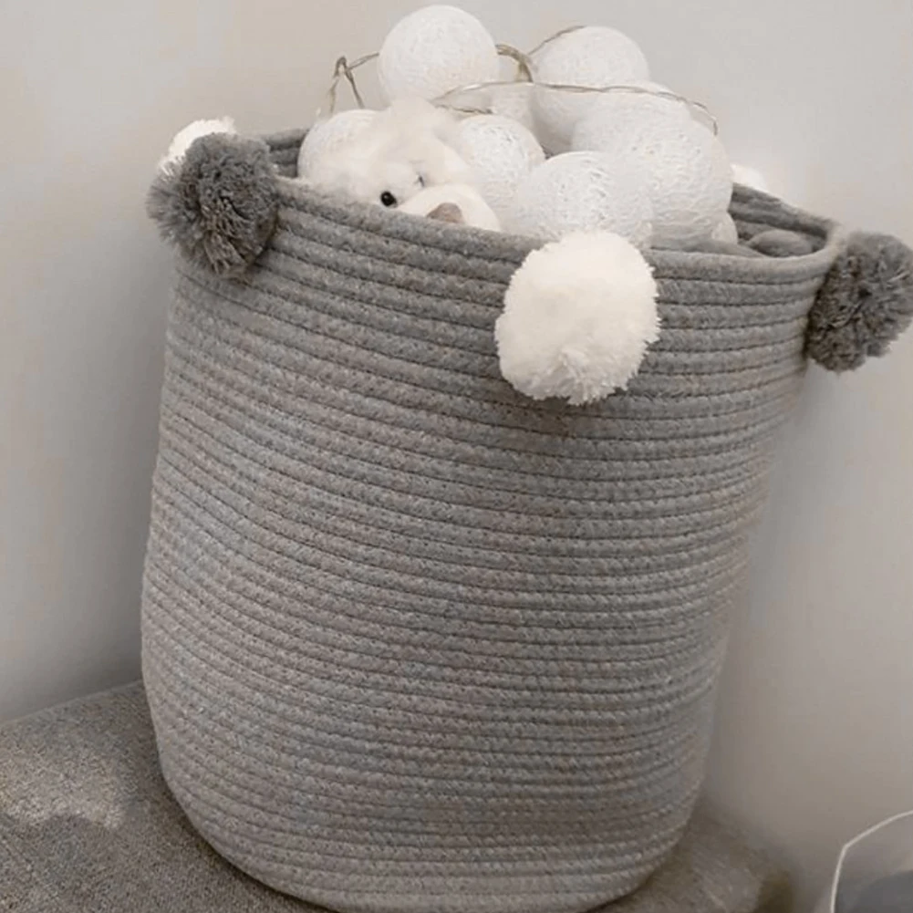 【Lifeideas】Cotton Woven Clothes Storage Basket Laundry Basket Foldable Dirty Clothes Sundries Toys Storages Organizer