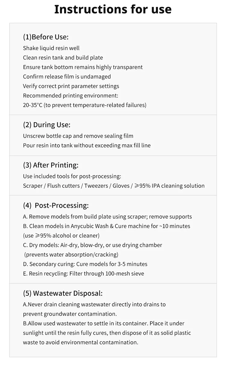 ANYCUBIC 10KG Water-Wash Resin For LCD 3D Printer High Precision Low Odor Low Viscosity 3D Printing Standard Photopolymer