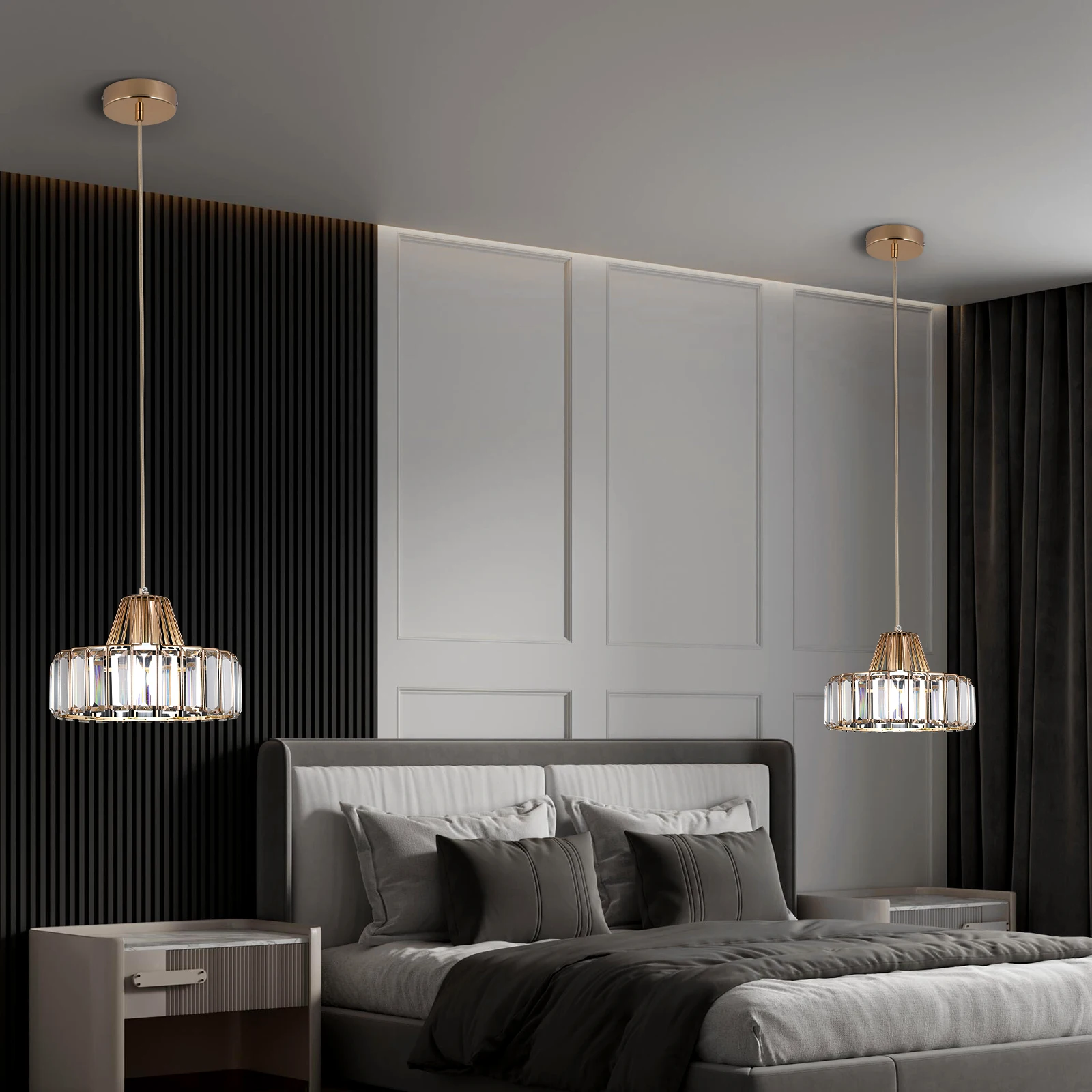 Modern Crystal Ceiling Lamp Led Hanging Lights Home Appliance Dining Room Nordic Loft Chandelier Bedroom Bedside Decora Fixtures