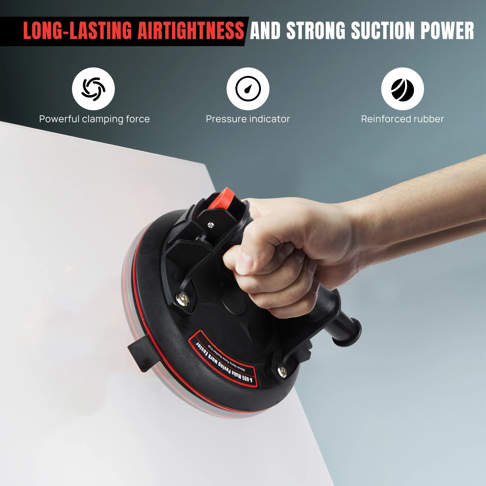 Set of 2 8" Suction Lifters Glass Suction Cups with Pressure Gauge, Tile Lifter Vacuum Suction Lifter Max. load Capacity 400kg