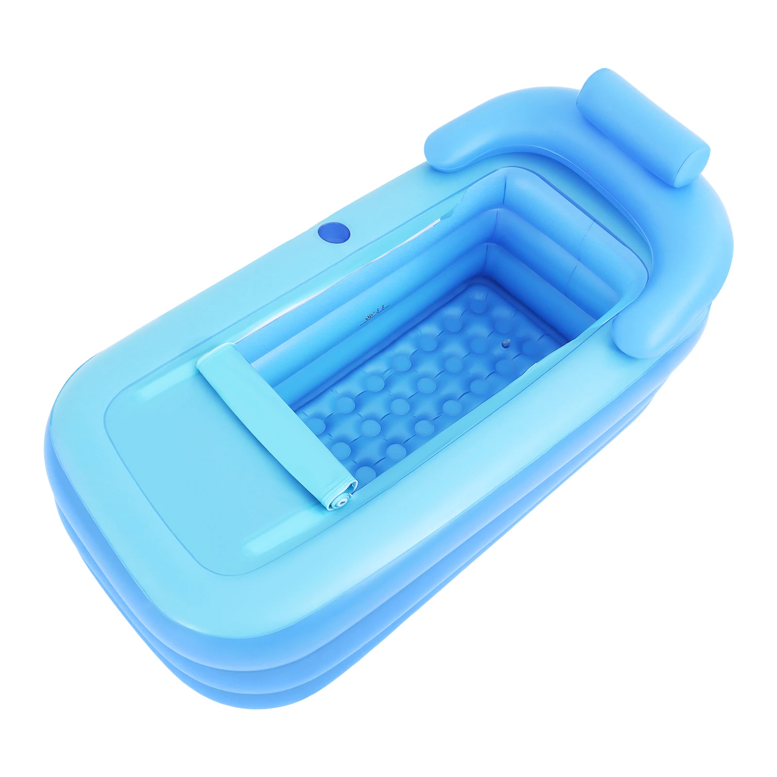 Foldable Inflatable PVC Bathtub with Seat Cushion Home Swimming Pool 160*84*64cm Children's Bathtub