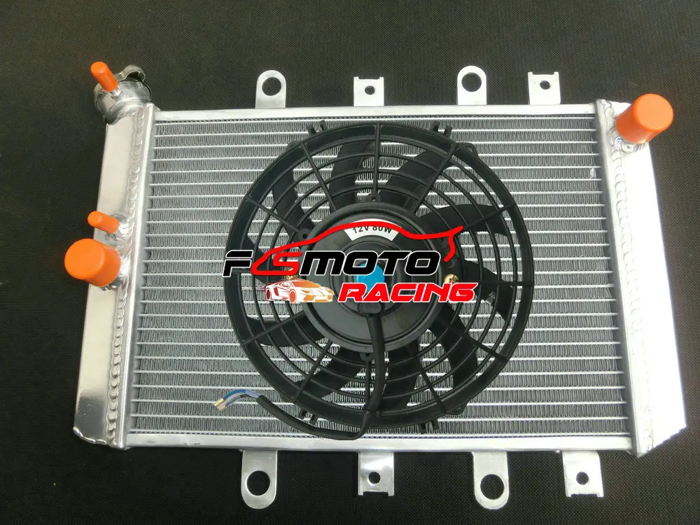 Aluminum Radiator + Fan For Yamaha ATV Quad Grizzly 700 YFM700/550/500 EPS 2007 2008 2009 2010 2011 2012 2013