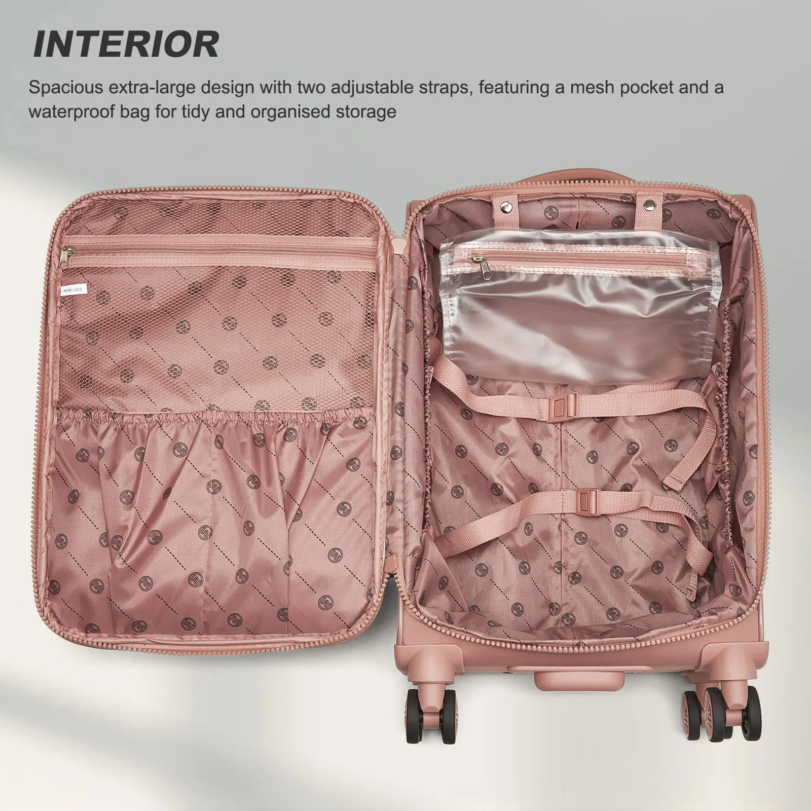 Small 20-inch nylon softshell trolley - Lightweight carry-on design with 4 silent wheels & telescopic handle