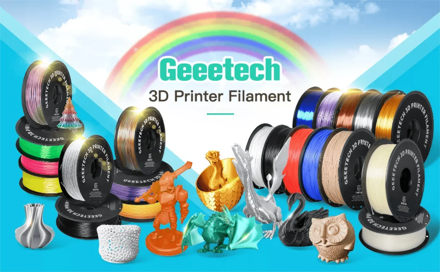 Geeetech 5kg PETG 1.75mm Filament 3d print wire Vacuum Packaging Local Warehouses Colorful Plastic for most FDM 3D printer