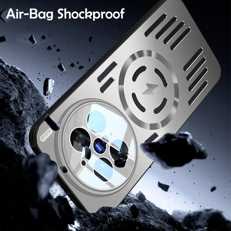 Hard Metal Heat Dissipation Magnetic Wireless Charging Cover For Vivo X200 Pro Mini X100 S100S S20 Pro Cool Protective Back Case