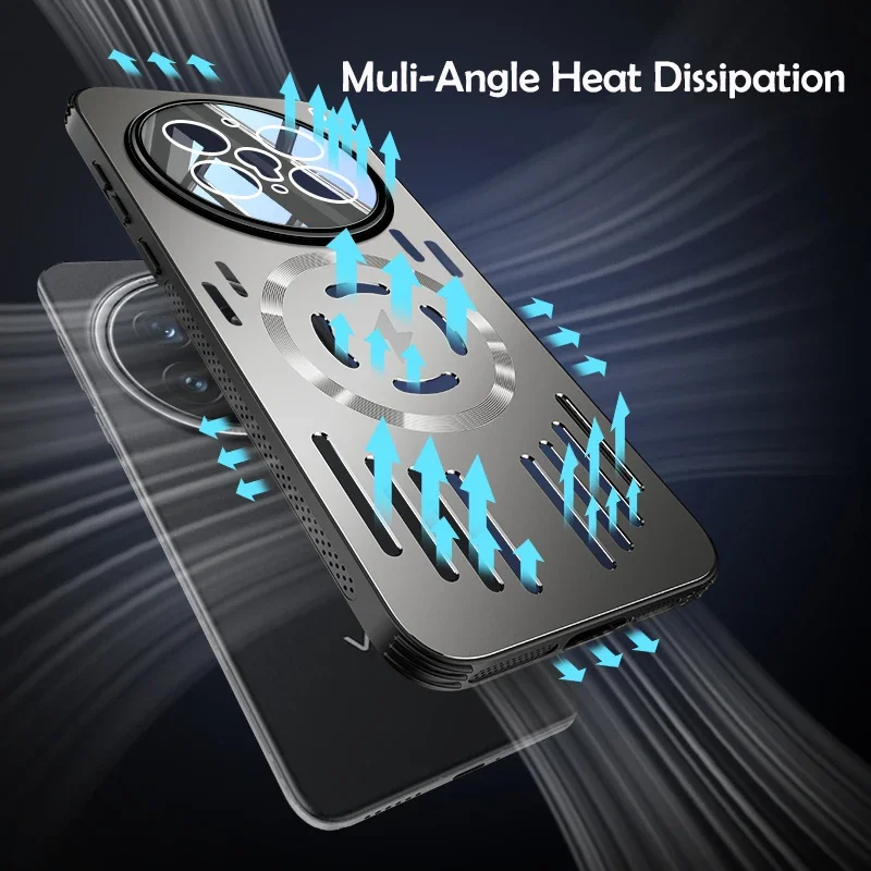 Hard Metal Heat Dissipation Magnetic Wireless Charging Cover For Vivo X200 Pro Mini X100 S100S S20 Pro Cool Protective Back Case
