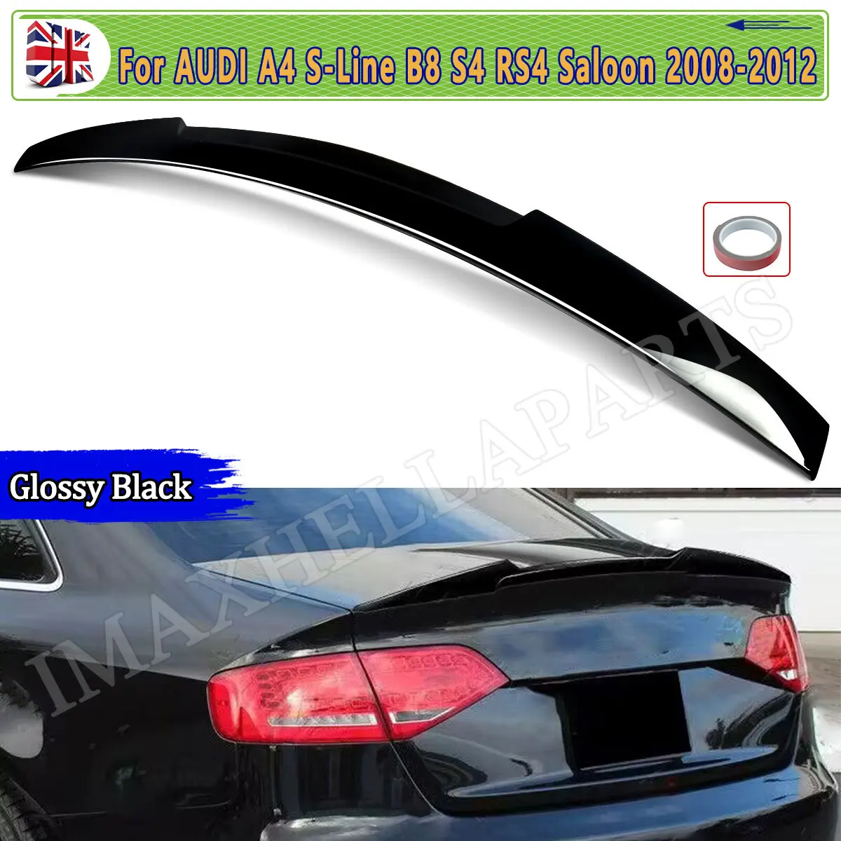 Trunk Spoiler For Audi A4 B8 8K2 S4 RS4 S-line Saloon 2008 2009 2010 2011 2012 Gloss Black Rear M4 Style Boot Lip Spoiler Wing