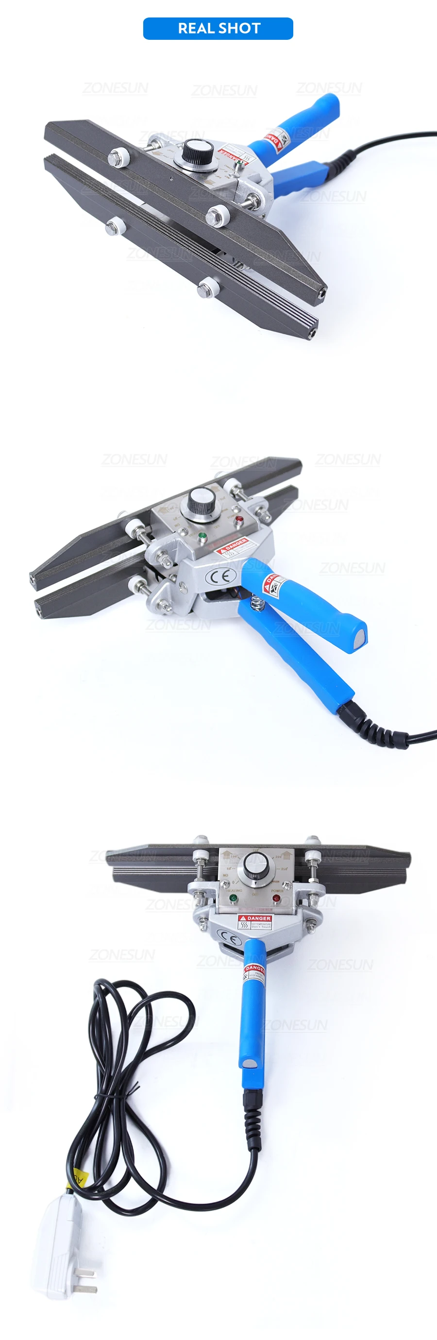 LOCAL DELIVERY ZONESUN ZS-FKR200C Handheld Sealer For Mylar/Aluminum Bags 0-250℃ Adjustable Temperature