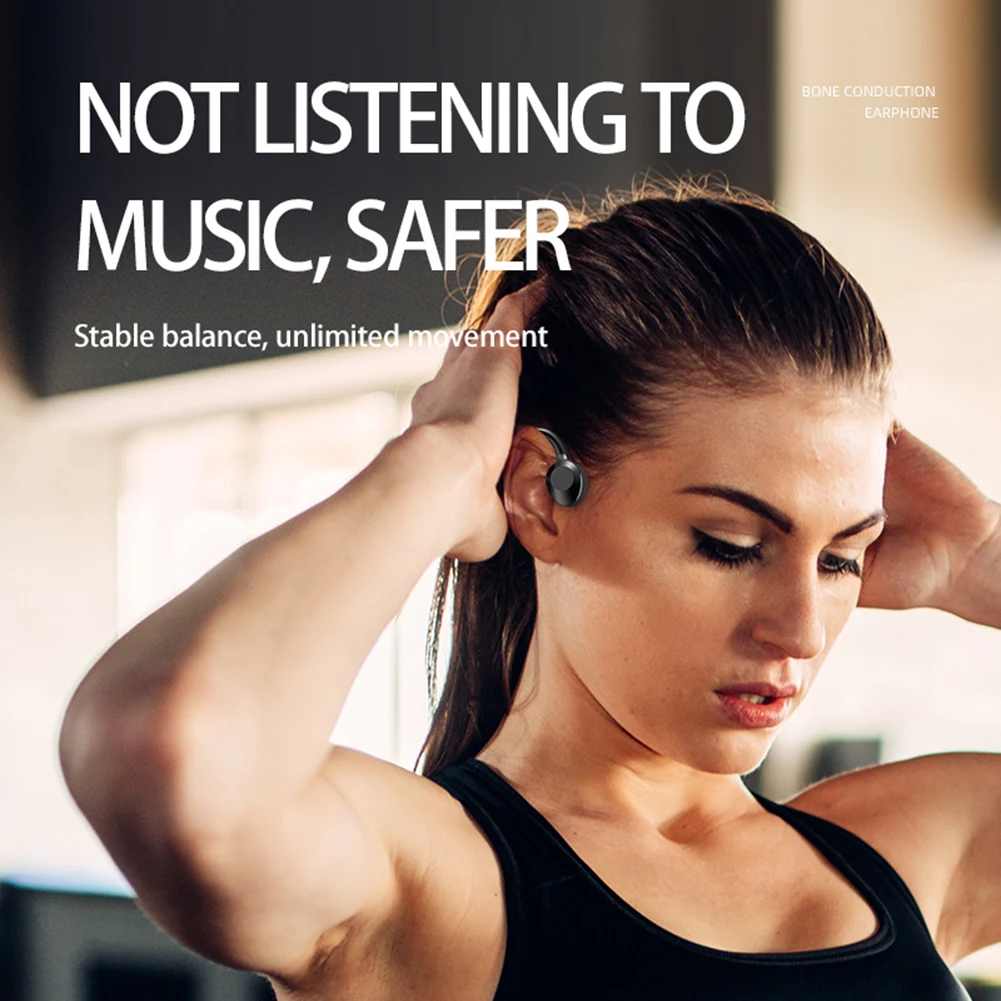 Bone Conduction Headphones Lightweight Ear Hook Earphones Bluetooth-Compatible Comfortable To Wear for Outdoor Sports