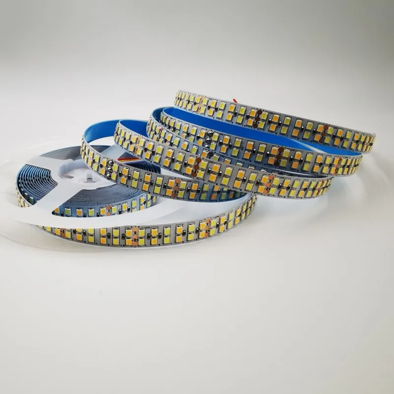 DC 12V 24V Double Row 2835 CCT Dual White+Warm White LED Strip 240LEDs/m 336LEDs/m 12mm PCB 5M Flexible Tape Ribbon WW CW