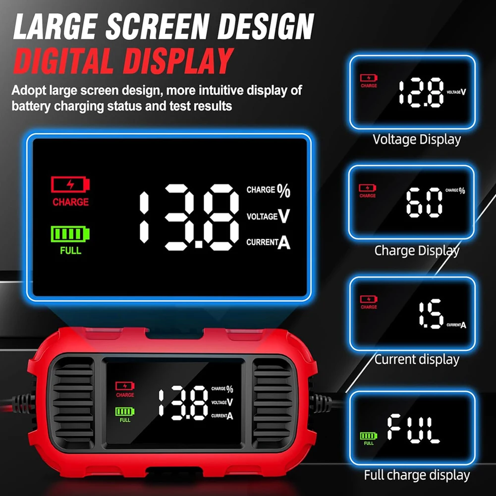 12V 2A Motorcycle Battery Charger Smart Battery Charging Tool Car Motorcycle Lead Acid Battery Charger for Car Truck Battery