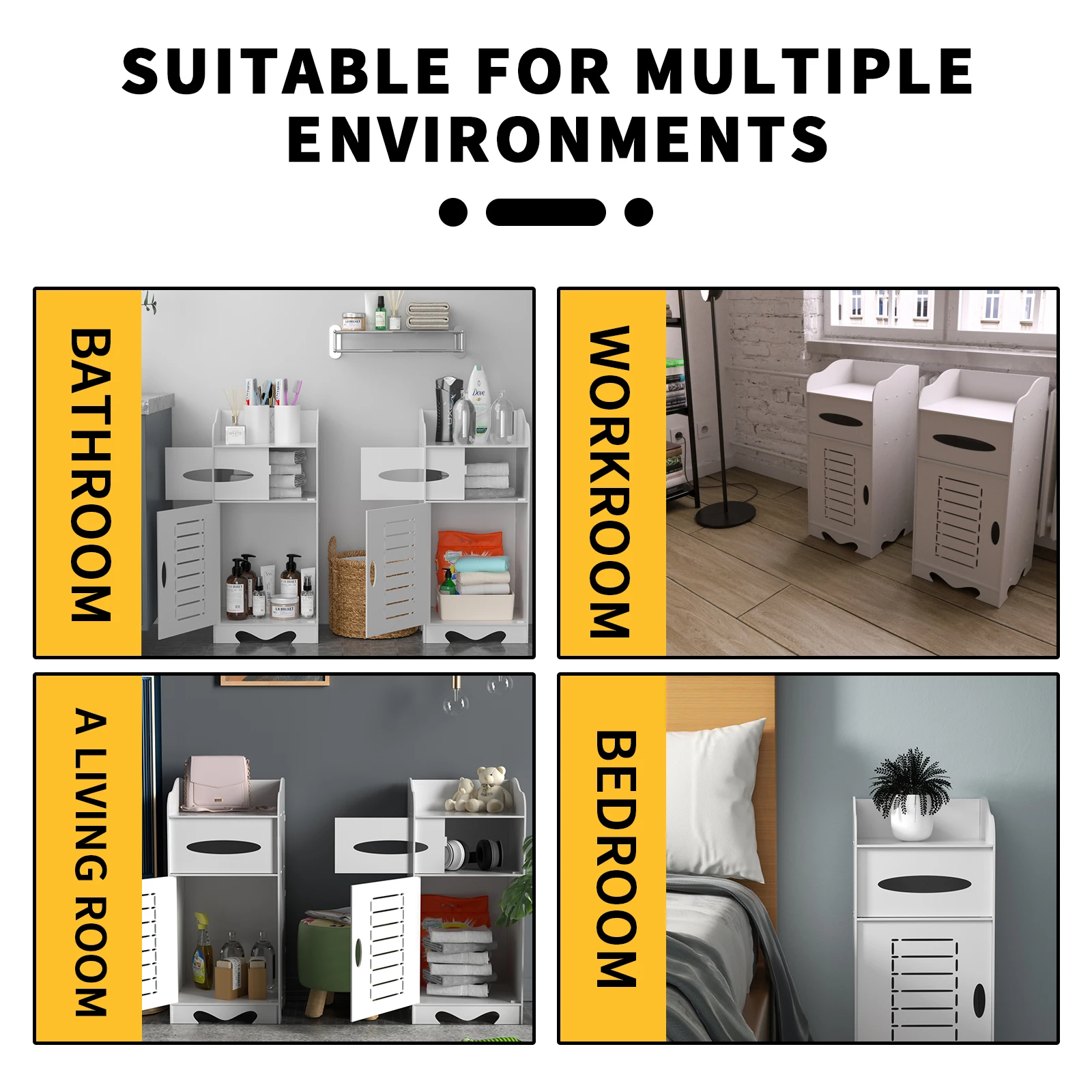 2-Tier PVC Bathroom Cabinet, Freestanding Waterproof Moisture-Proof Storage Unit for Bathroom & Bedroom, Easy Install