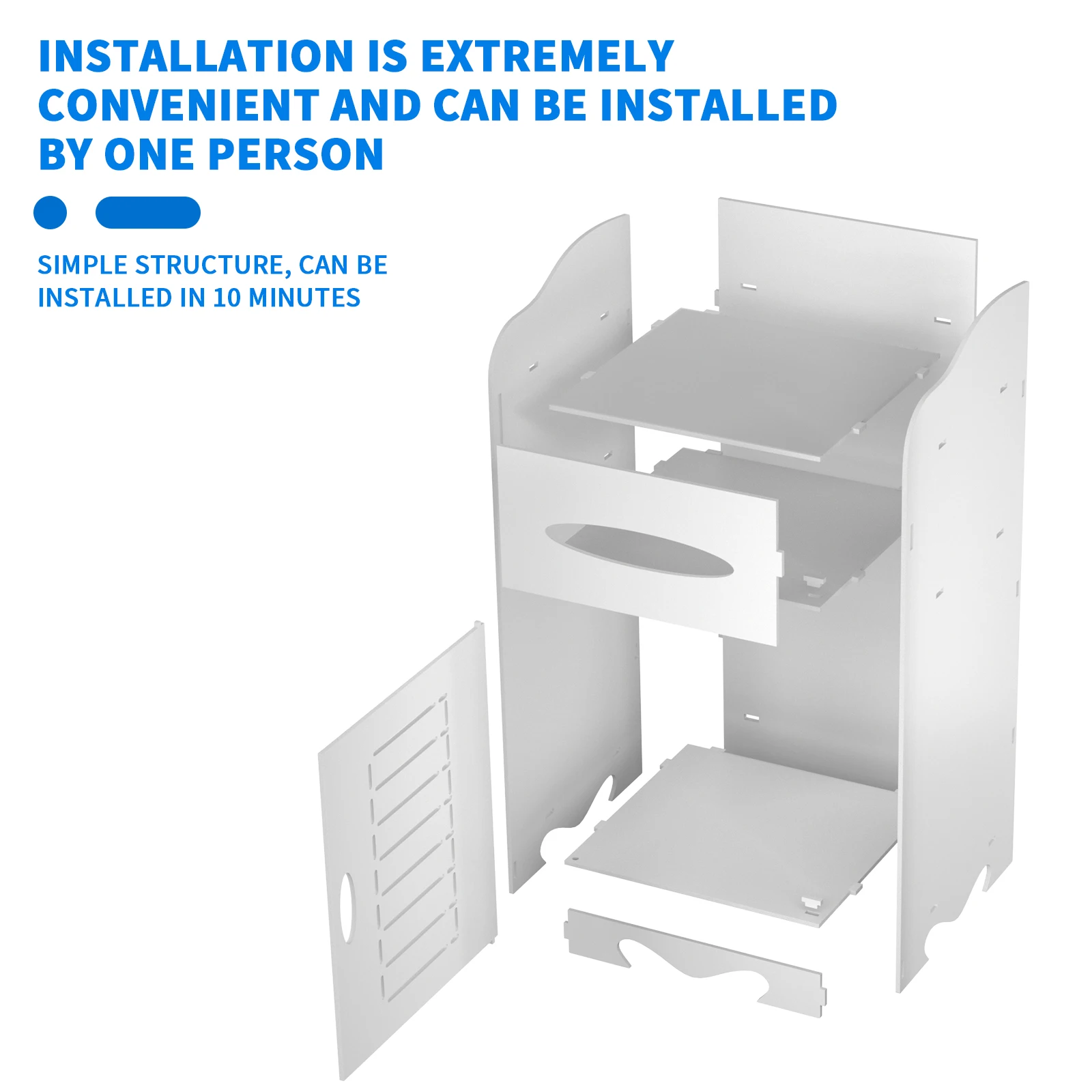 2-Tier PVC Bathroom Cabinet, Freestanding Waterproof Moisture-Proof Storage Unit for Bathroom & Bedroom, Easy Install