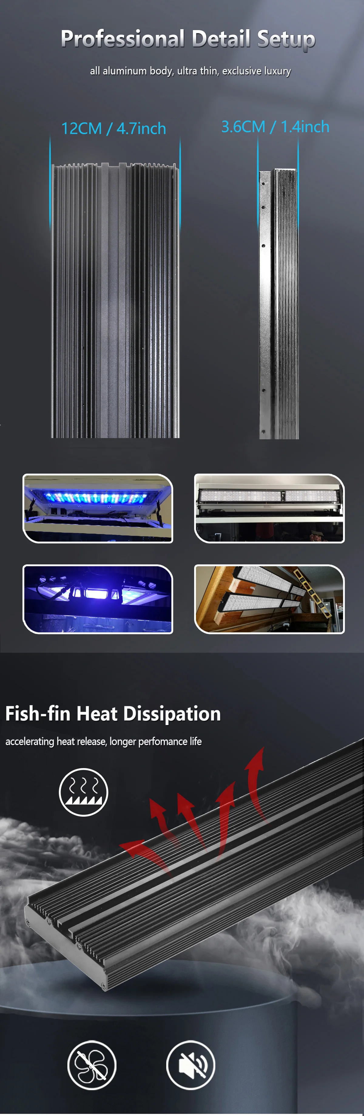 PopBloom H54 WiFi Marine Aquarium Light 60W Fanless Full Spectrum LED Aquarium Light APP Programmable Lamp For Marine Saltwater