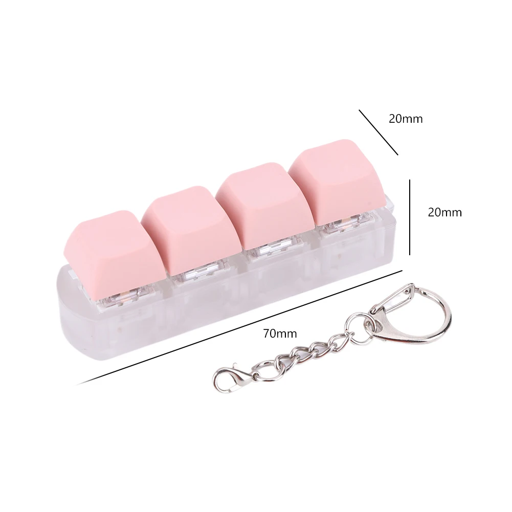 4 Keys Button Keycap Fidget Keychain Keyboard Key Toy Keyboard Clicker Toy Keyboard Cube Toy for Adult Gifts To Relief Pass Time
