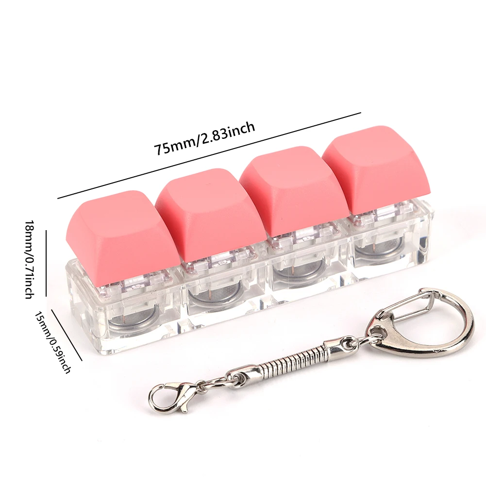 4 Keys Button Keycap Fidget Keychain Keyboard Key Toy Keyboard Clicker Toy Keyboard Cube Toy for Adult Gifts To Relief Pass Time