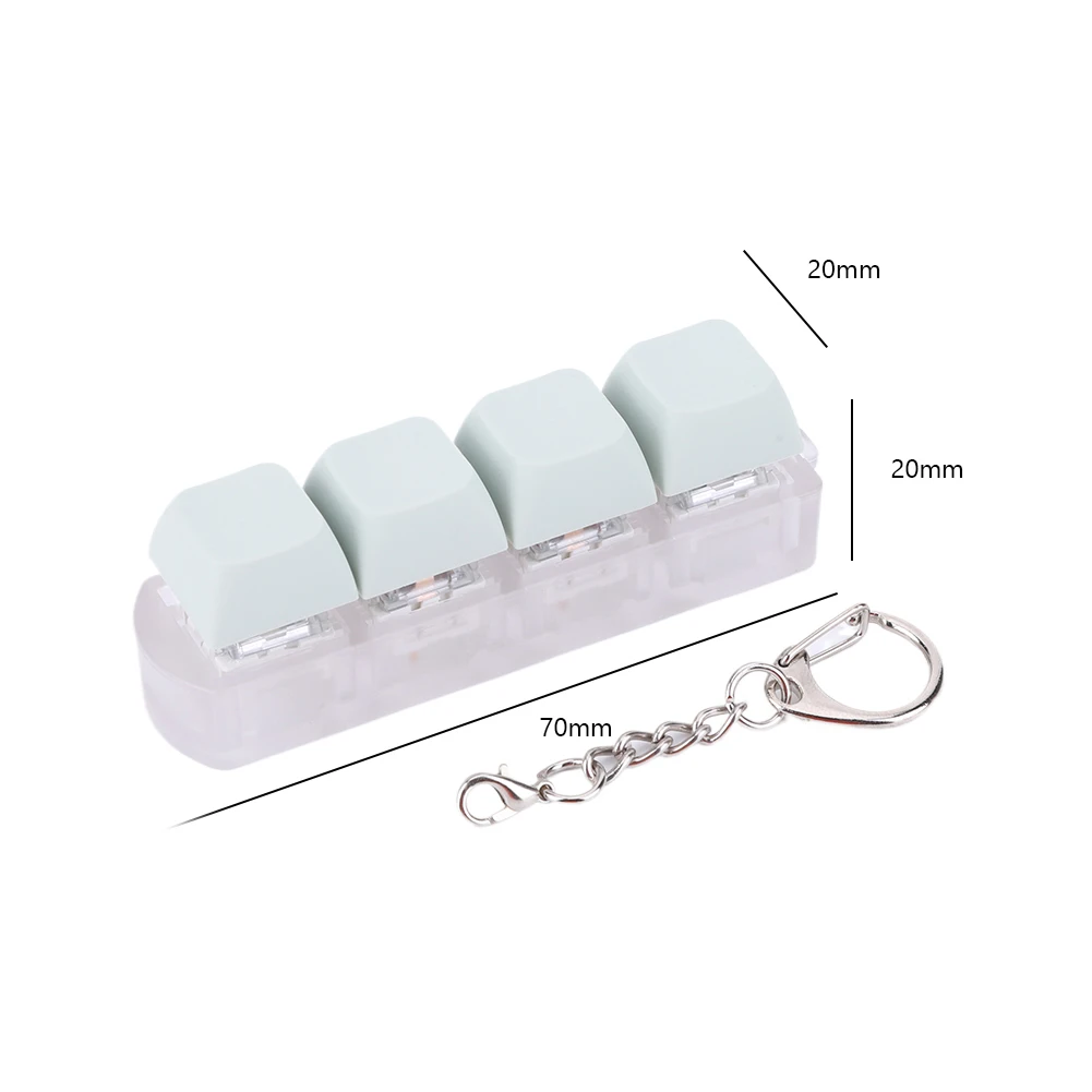 4 Keys Button Keycap Fidget Keychain Keyboard Key Toy Keyboard Clicker Toy Keyboard Cube Toy for Adult Gifts To Relief Pass Time