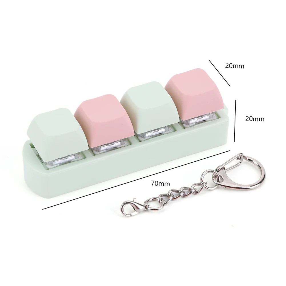 4 Keys Button Keycap Fidget Keychain Keyboard Key Toy Keyboard Clicker Toy Keyboard Cube Toy for Adult Gifts To Relief Pass Time