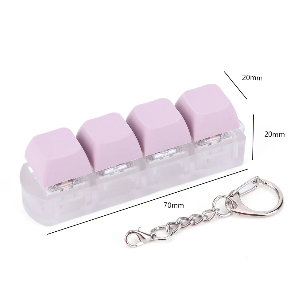4 Keys Button Keycap Fidget Keychain Keyboard Key Toy Keyboard Clicker Toy Keyboard Cube Toy for Adult Gifts To Relief Pass Time