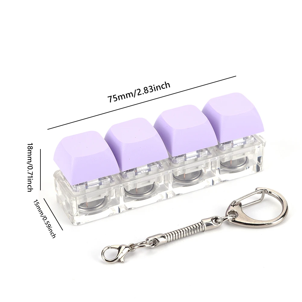 4 Keys Button Keycap Fidget Keychain Keyboard Key Toy Keyboard Clicker Toy Keyboard Cube Toy for Adult Gifts To Relief Pass Time