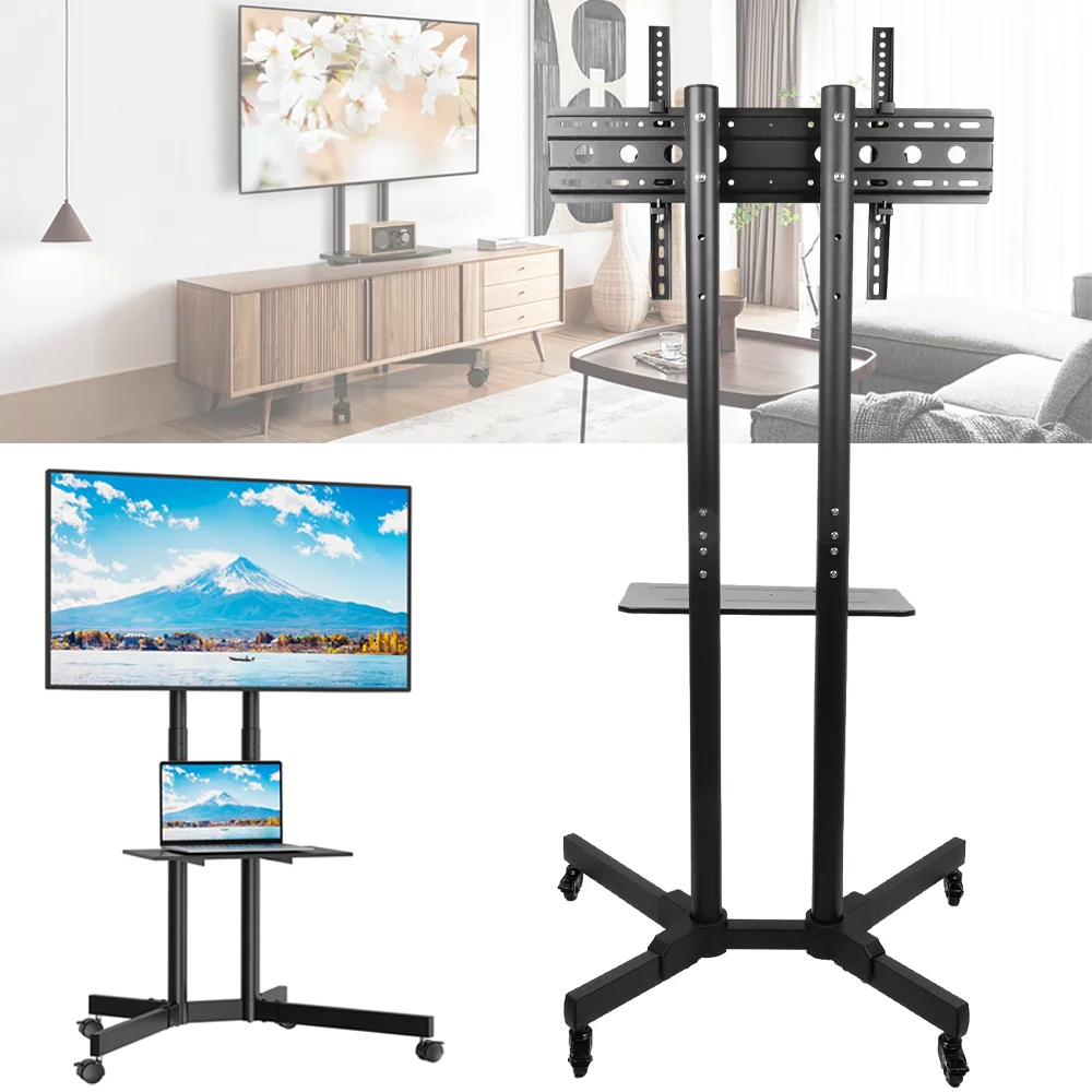 Movable TV Stand For 32-65 inch LCD TV Height Adjustable TV Stand TV bracket with Wheels Rolling TV Stand for Bedroom TV Mount