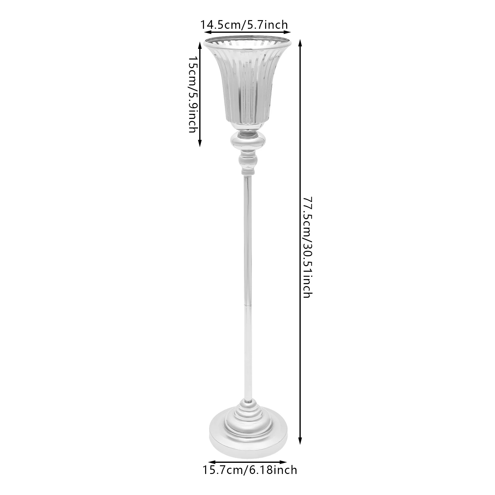 Tabletop Silver Flower Stand, Easy to Clean, 77.5cm/30.51in Height, 2 PCS Decorative Wedding Vases for Home, Hotels