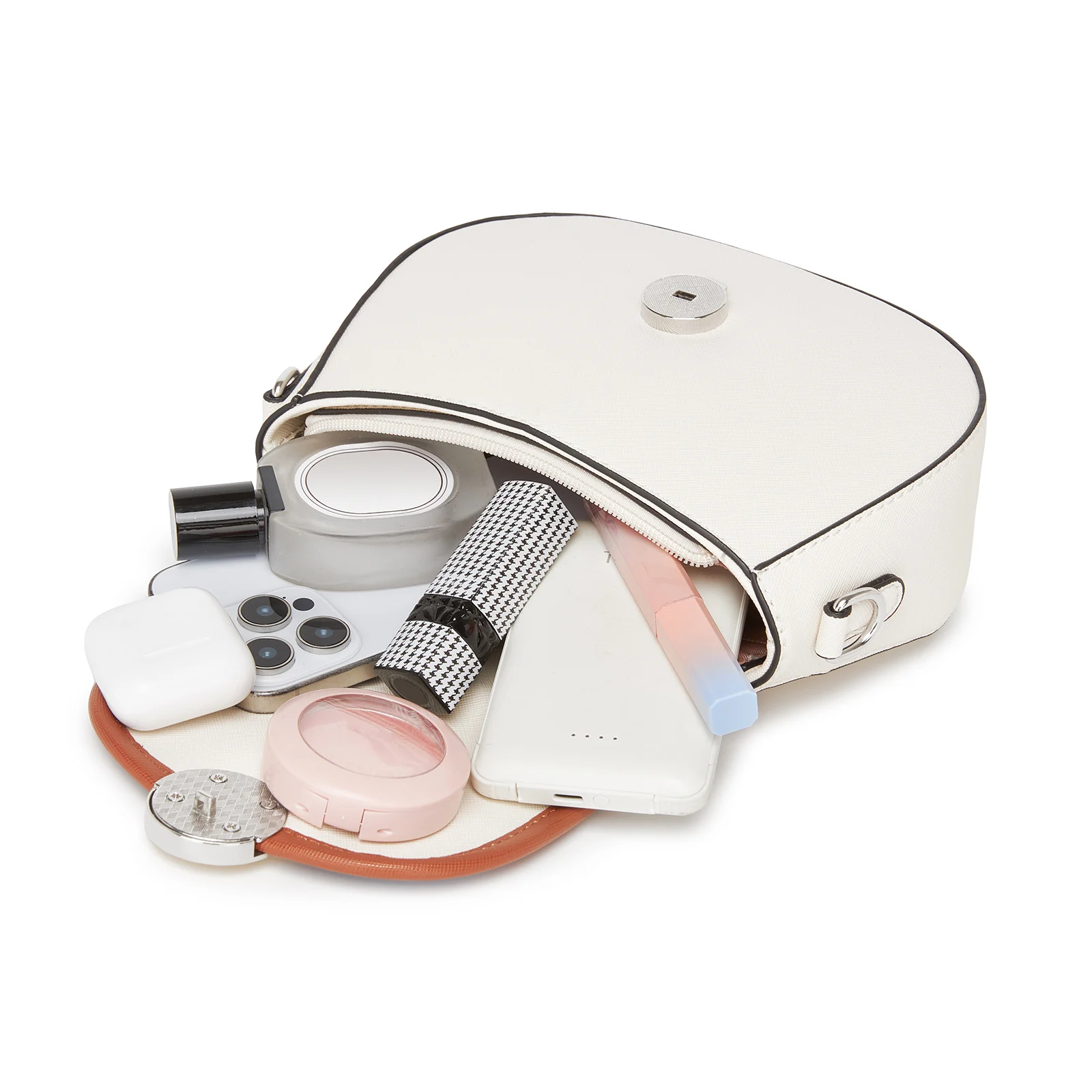 Elegant PU Leather Crossbody Bag for Women - Zip Closure & Contrast Colours, Modern Shoulder Bag for Travel & Shopping
